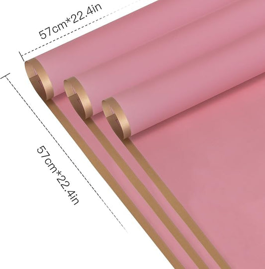 Korean Style Waterproof Dark Pink Bouquet Wrapping Paper (58cm x 58cm, 60 Microns)