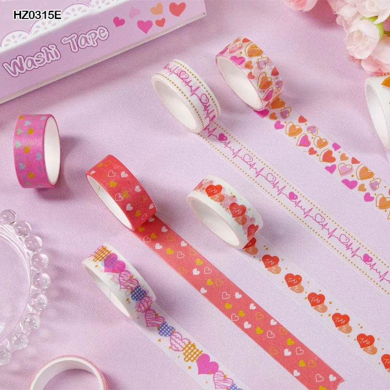 Heartfelt Pink Washi Tape Set – 10 Rolls