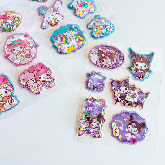 Kuromi Sanrio 3D Water Stickers for Scrapbooking, Journaling, DIY Art Craft, Kids & Teenagers (Kuromi) Pack of 3