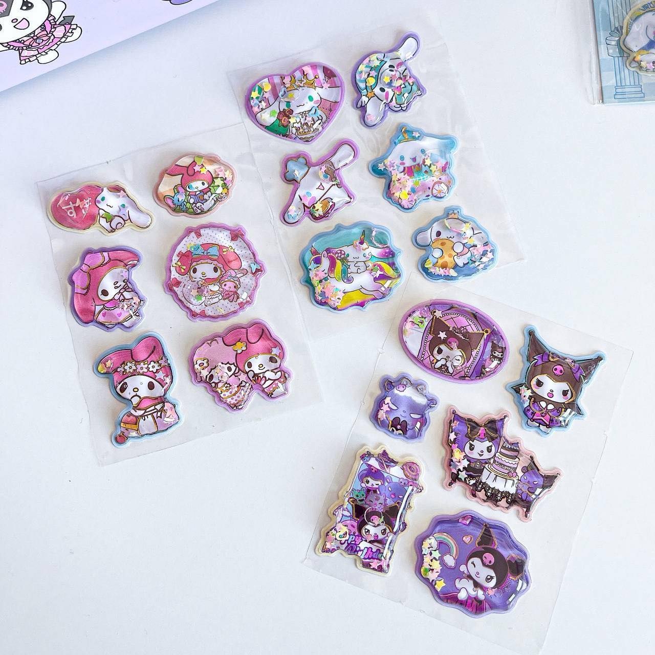 Kuromi Sanrio 3D Water Stickers for Scrapbooking, Journaling, DIY Art Craft, Kids & Teenagers (Kuromi) Pack of 3