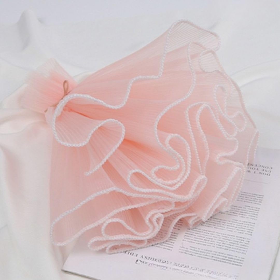 Floral Mesh Roll Wrinkled Flower Wrapping Mesh Paper – Orange (Pearl Edge)