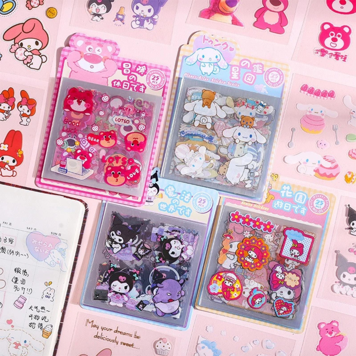 25 Sheets Sanrio Self Adhesive Stickers Set Cute Kawaii Cartoon Pet Waterproof Decorative Sticker For Journal, Laptop, Scrapbook And DIY Art Craft (Unicorn)