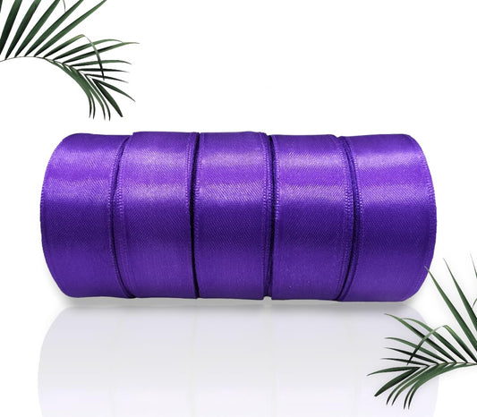 Satin Ribbon 1 Inch Roll Set (Pack of 5, Purple) – 10 Meter Each