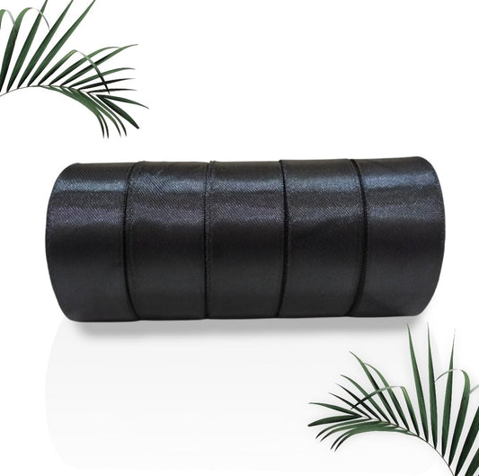Satin Ribbon 1 Inch Roll Set (Pack of 5, Black) – 10 Meter Each