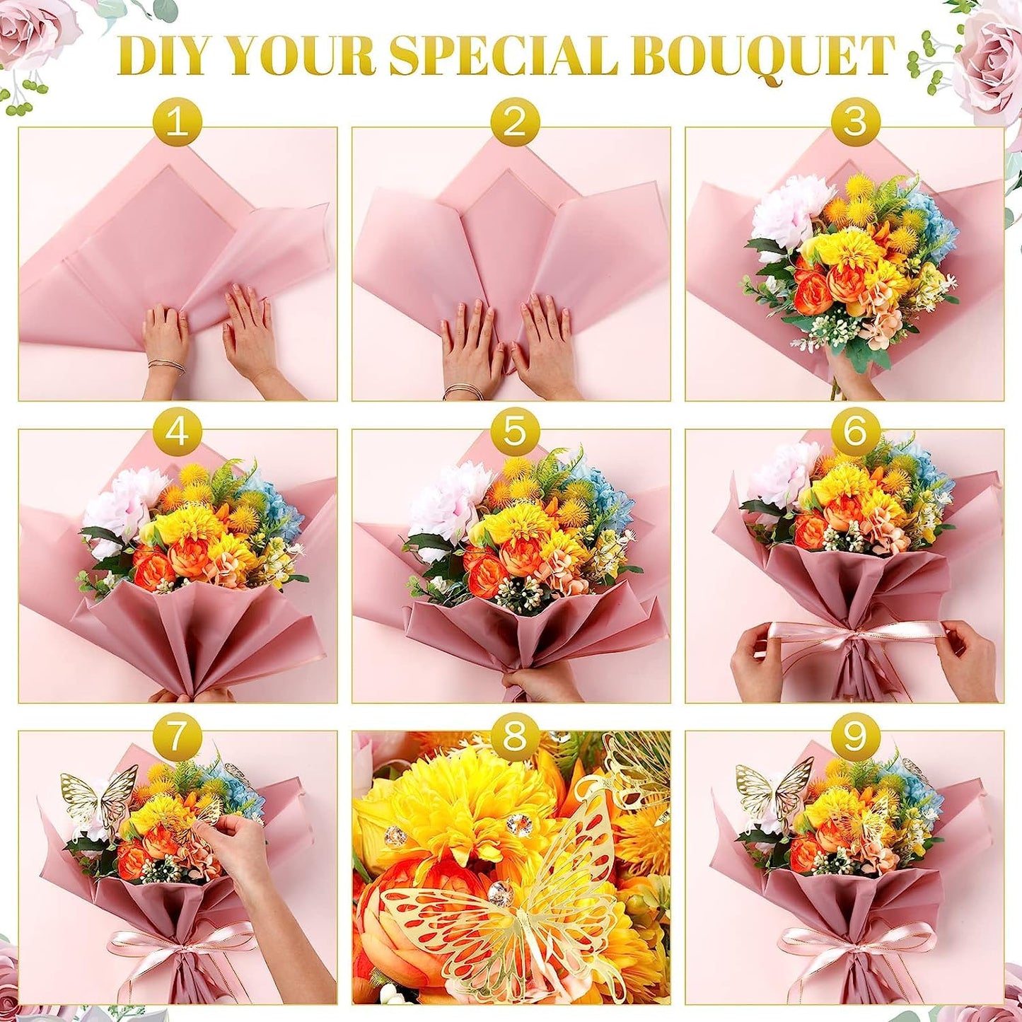 Korean Style Waterproof White Bouquet Wrapping Paper (58cm x 58cm, 60 Microns)
