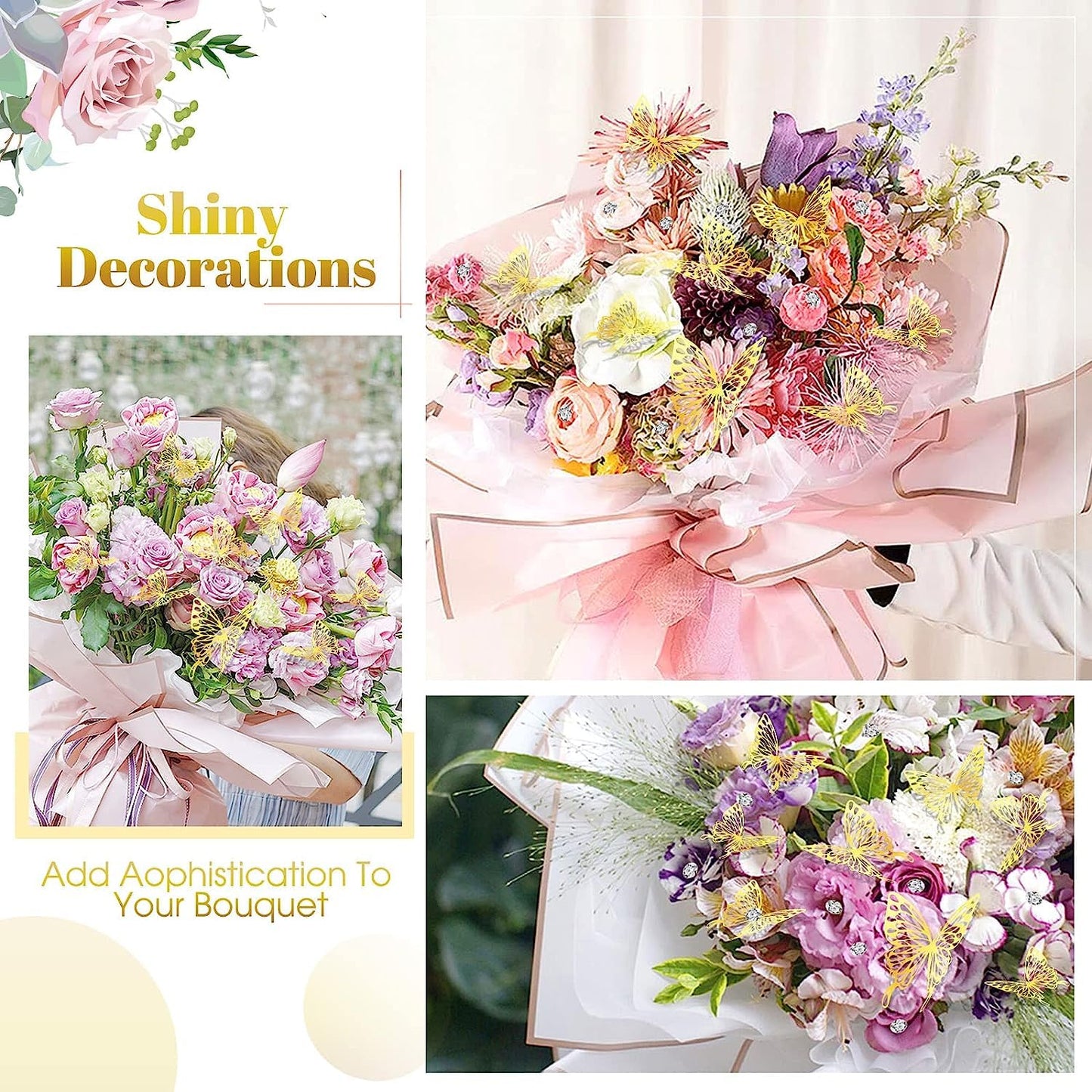 Korean Style Waterproof Pink Bouquet Wrapping Paper (58cm x 58cm, 60 Microns)