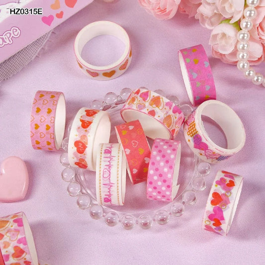 Heartfelt Pink Washi Tape Set – 10 Rolls