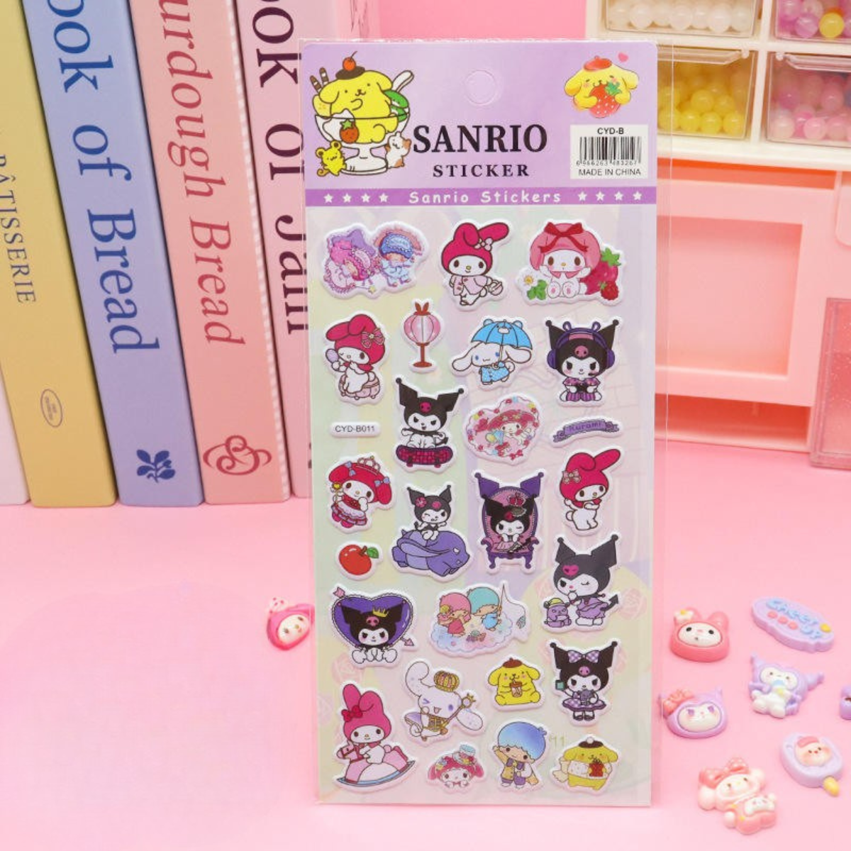 Labubu Sanrio Puffy Stickers for Scrapbooking, Journaling, DIY Art Craft (Labubu) Pack of 2