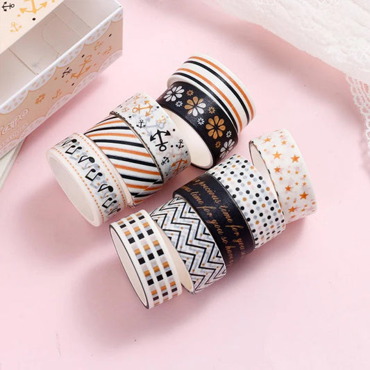 Black & Gold Washi Tape Set – 10 Rolls