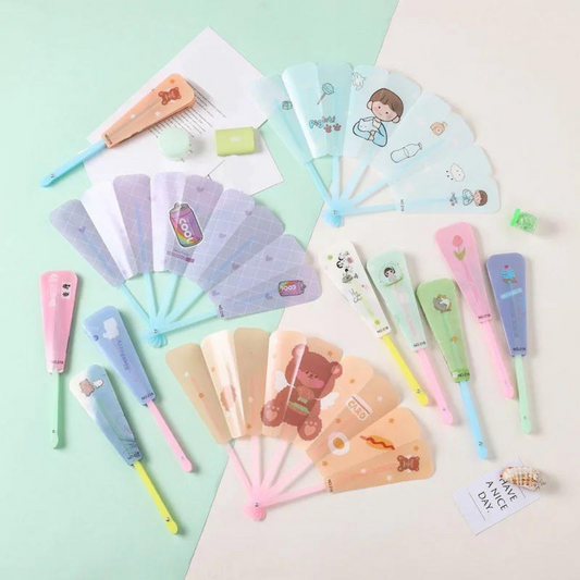 Cute Plastic Foldable Hand Fan for Kids (6 Pcs) – Mini Handheld Fans for Summer, Camping, Travel & Birthday Return Gifts
