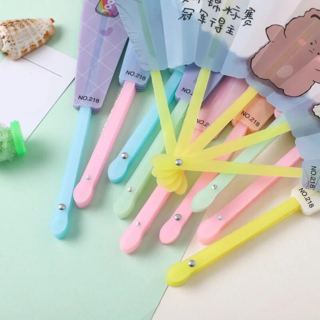 Cute Plastic Foldable Hand Fan for Kids (6 Pcs) – Mini Handheld Fans for Summer, Camping, Travel & Birthday Return Gifts