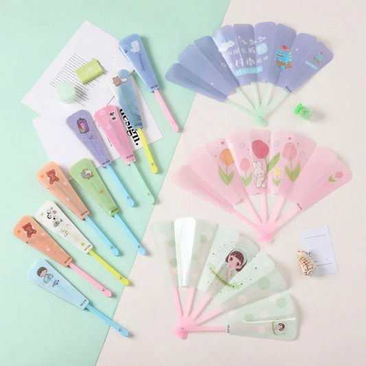 Cute Plastic Foldable Hand Fan for Kids (6 Pcs) – Mini Handheld Fans for Summer, Camping, Travel & Birthday Return Gifts