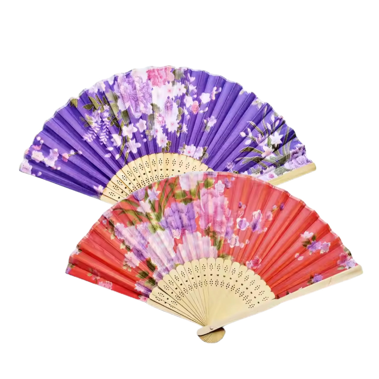 Pack of 2 Premium Japanese Folding Wooden Handheld Fan – Elegant, Portable & Lightweight Fan for Weddings, Events & Daily Use