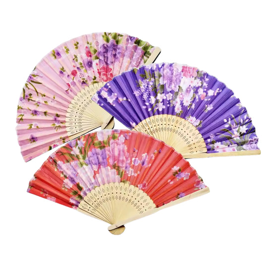 Pack of 2 Premium Japanese Folding Wooden Handheld Fan – Elegant, Portable & Lightweight Fan for Weddings, Events & Daily Use