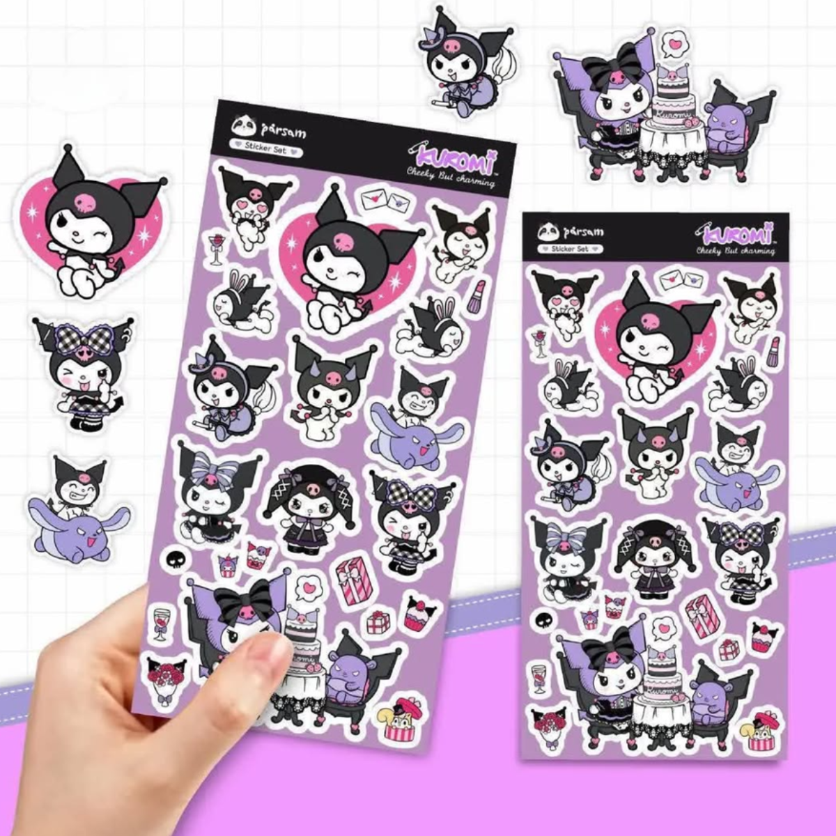 Kuromi Sanrio Puffy Stickers for Scrapbooking, Journaling, DIY Art Craft (Kuromi) Pack of 2