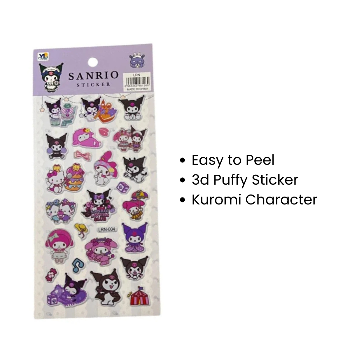 Kuromi Sanrio Puffy Stickers for Scrapbooking, Journaling, DIY Art Craft (Kuromi) Pack of 2