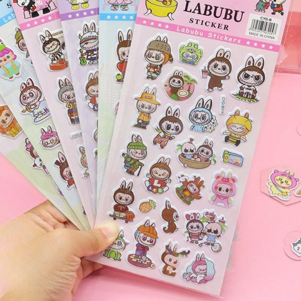 Labubu Sanrio Puffy Stickers for Scrapbooking, Journaling, DIY Art Craft (Labubu) Pack of 2