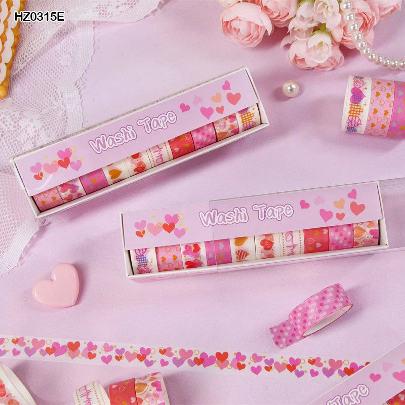 Heartfelt Pink Washi Tape Set – 10 Rolls